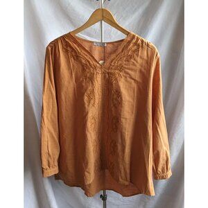 NWT CELLABIE Soft Orange Embroidered  Hi-Low Tunic Size 2XL